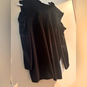 Adrienne Papel Cold shoulder black blouse